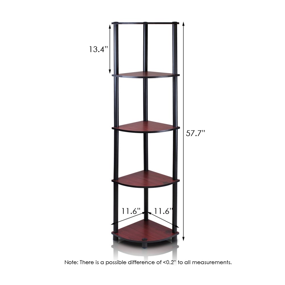 Turn-N-Tube 5 Tier Corner Display Rack Multipurpose Shelving Unit, Dark Cherry/Black. Picture 2