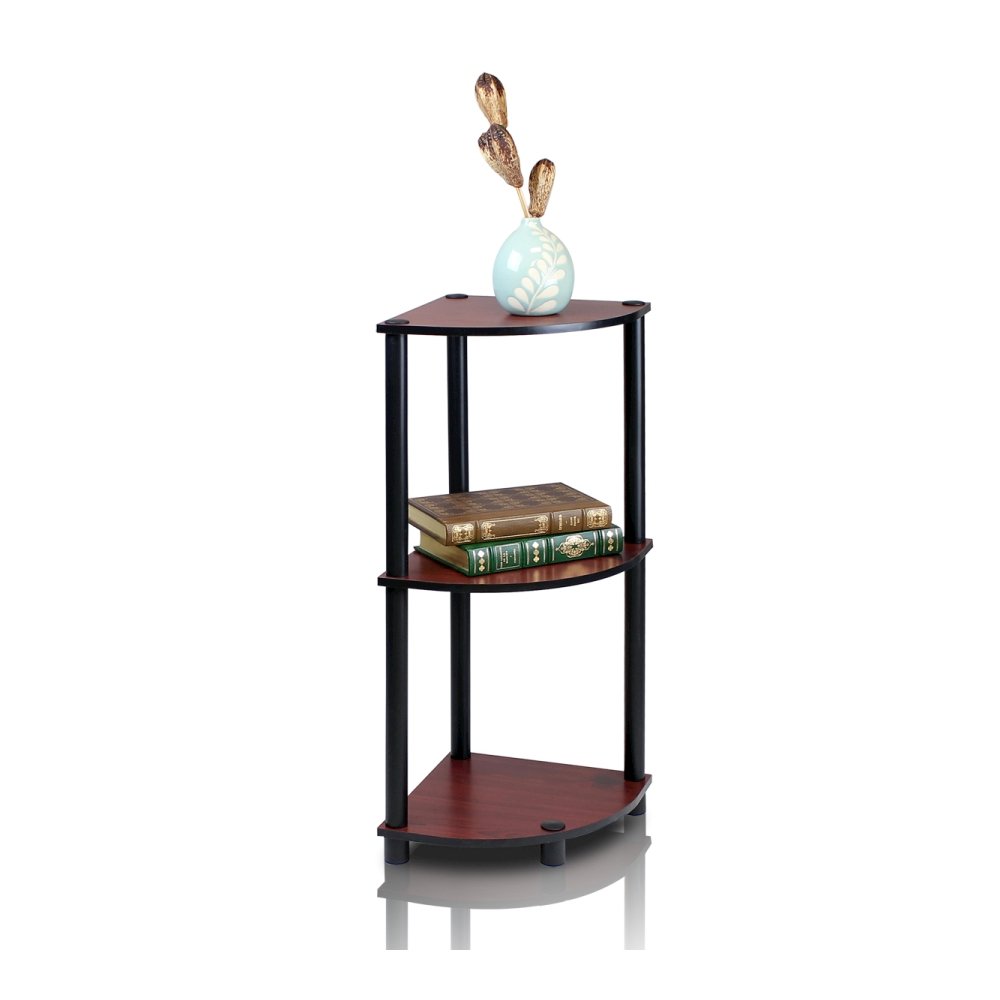 Turn-N-Tube 3-Tier Corner Display Rack Multipurpose Shelving Unit, Dark Cherry/Black. Picture 1