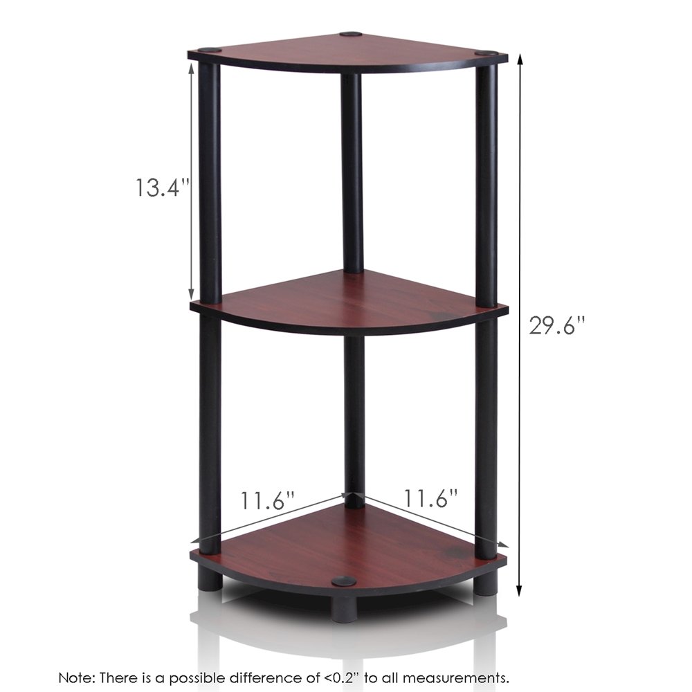 Turn-N-Tube 3-Tier Corner Display Rack Multipurpose Shelving Unit, Dark Cherry/Black. Picture 2