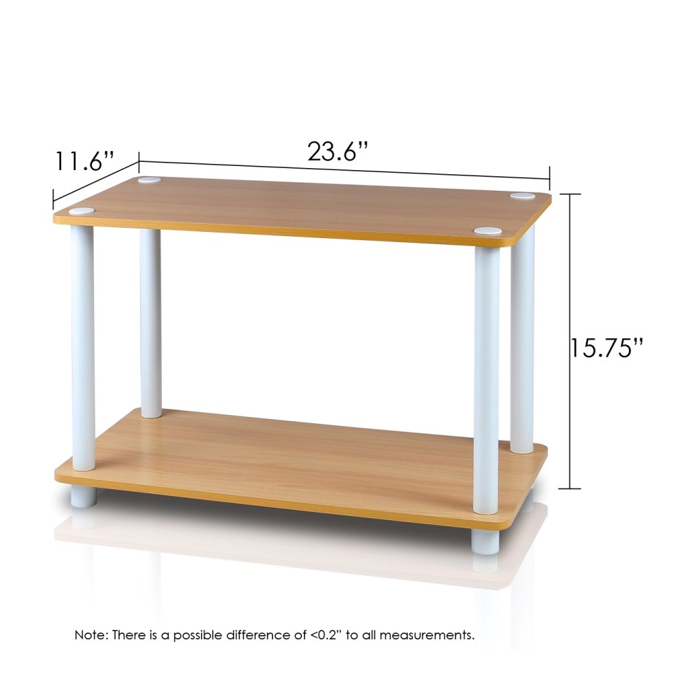 Turn-N-Tube 2-Tier Shelves/End Tables Set, Beech/White, 2 Pcs Set. Picture 2