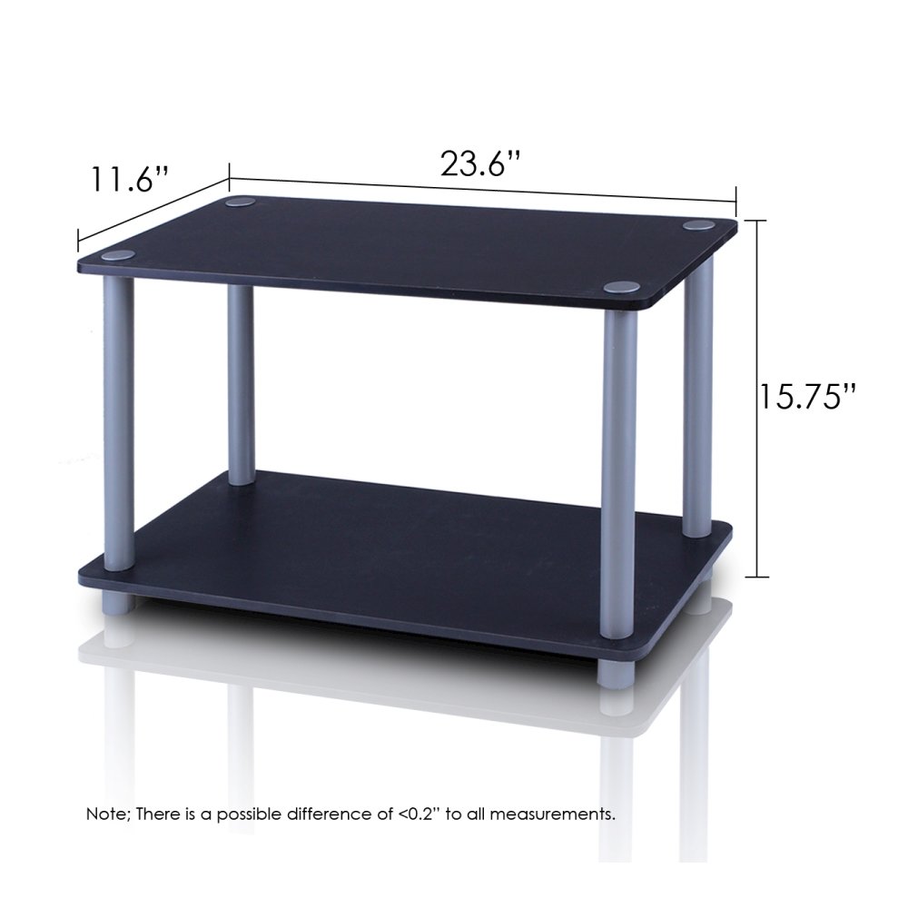 Turn-N-Tube 2-Tier Shelves/End Tables Set, Black/Grey, 2 Pcs Set. Picture 2