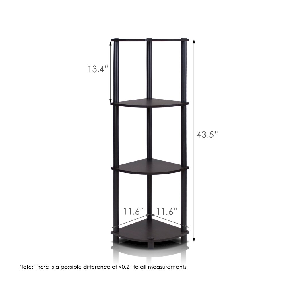 Turn-N-Tube 4-Tier Corner Display Rack Multipurpose Shelving Unit, Espresso/Black. Picture 2