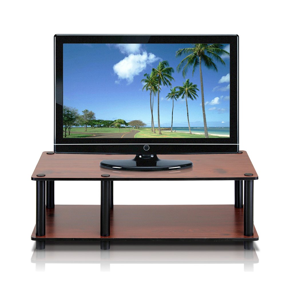 Just No Tools Mid TV Stand, Dark Cherry w/Black Tube. Picture 3