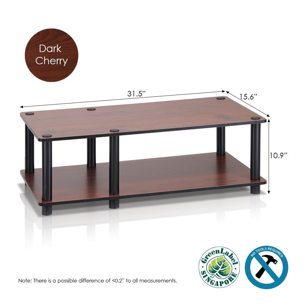 Just No Tools Mid TV Stand, Dark Cherry w/Black Tube. Picture 1