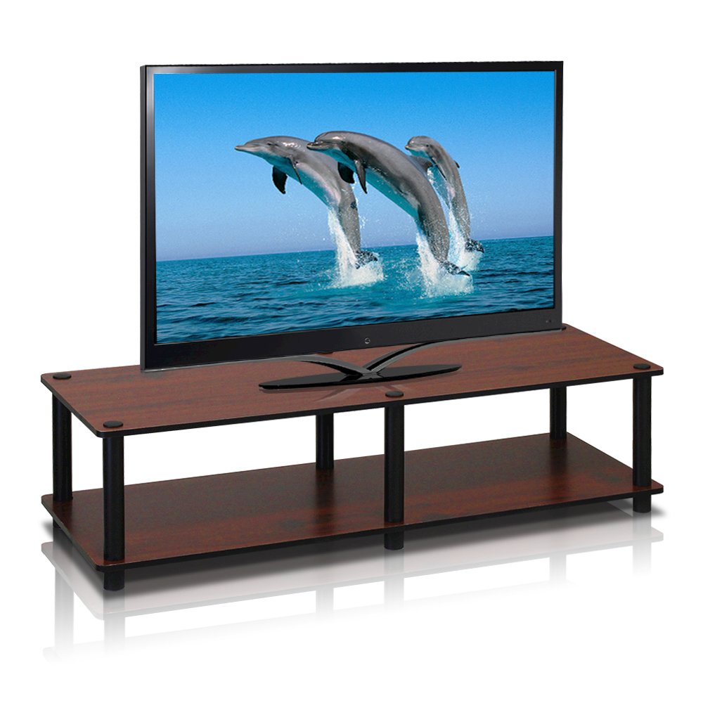 Just No Tools Wide TV Stand, Dark Cherry w/Black Tube. Picture 2