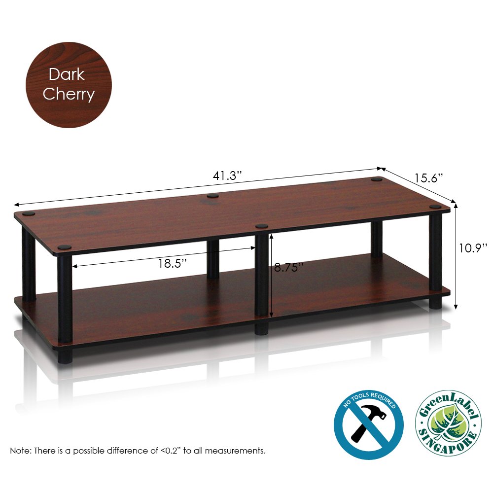 Just No Tools Wide TV Stand, Dark Cherry w/Black Tube. Picture 1
