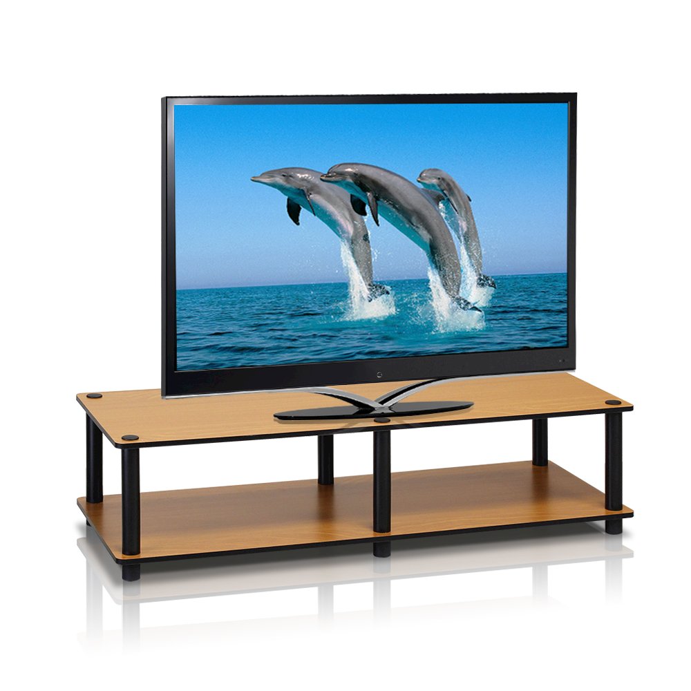 Just No Tools Wide TV Stand, Light Cherry w/Black Tube. Picture 2