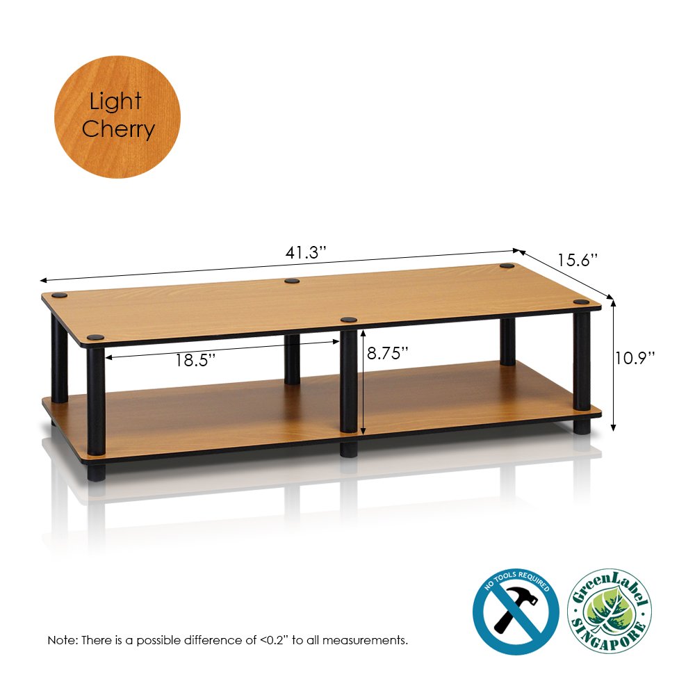 Just No Tools Wide TV Stand, Light Cherry w/Black Tube. Picture 1