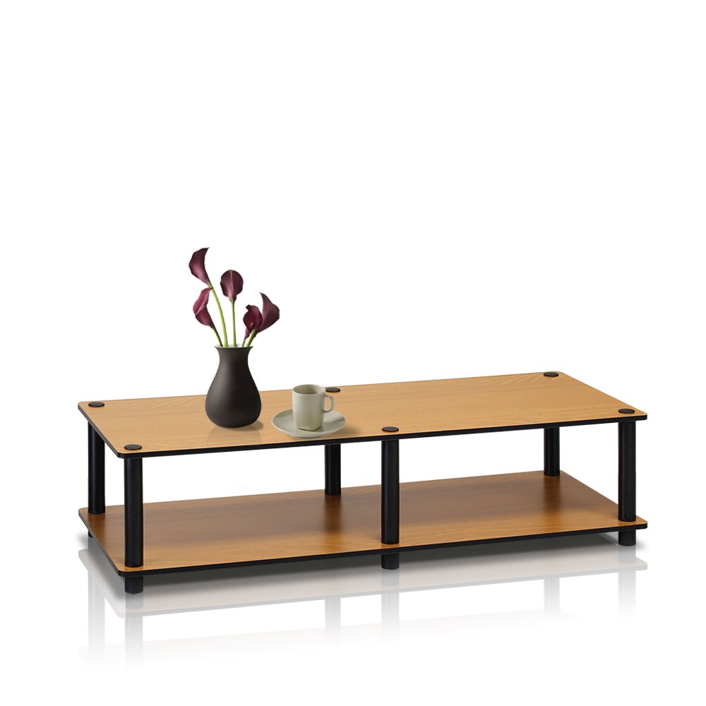 Just No Tools Wide TV Stand, Light Cherry w/Black Tube. Picture 3