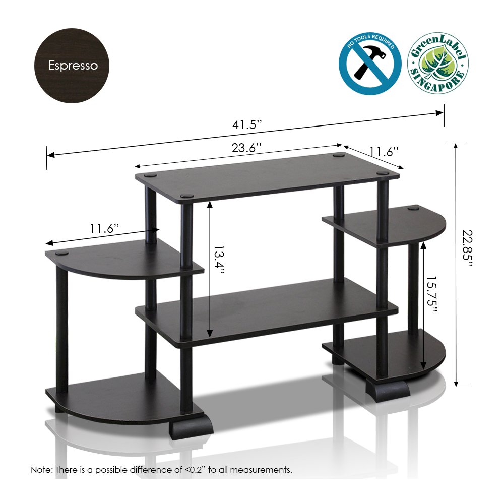 Turn-N-Tube Roundedecorner TV Entertainment Center, Espresso/Black. Picture 2