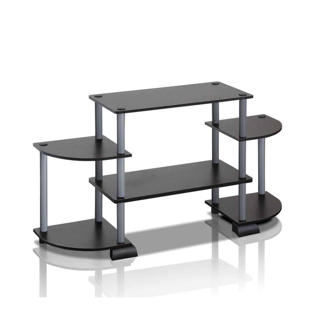 Turn-N-Tube Roundedecorner TV Entertainment Center, Black/Grey. Picture 1