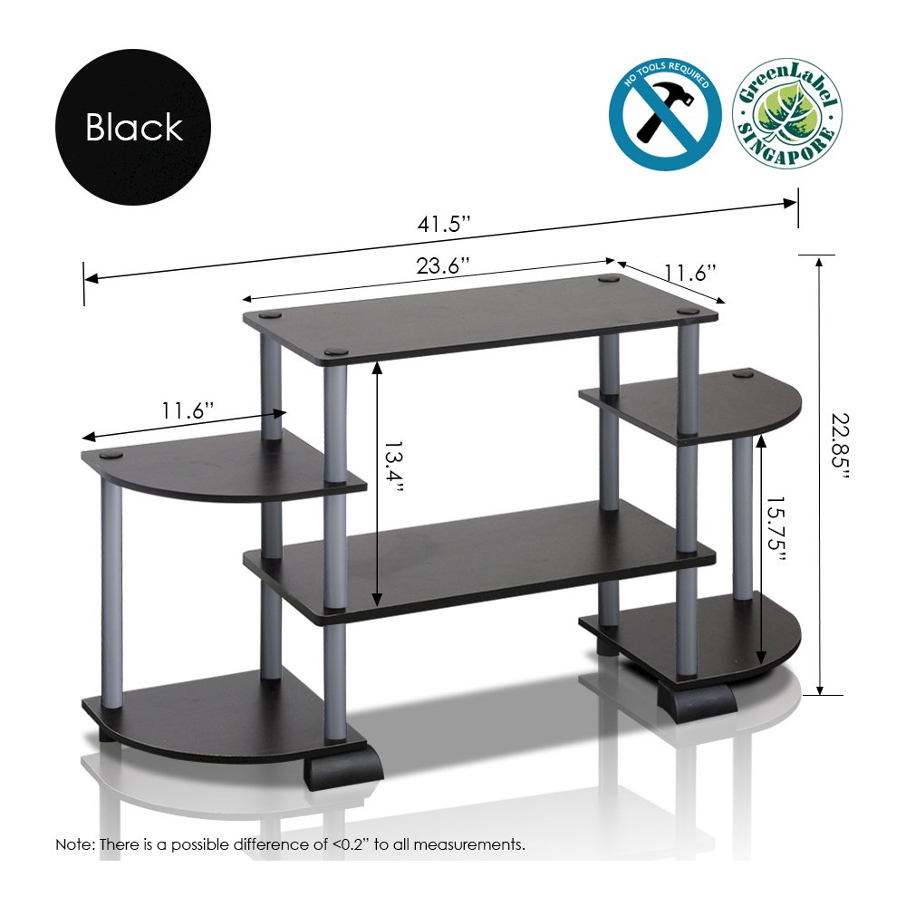 Turn-N-Tube Roundedecorner TV Entertainment Center, Black/Grey. Picture 2