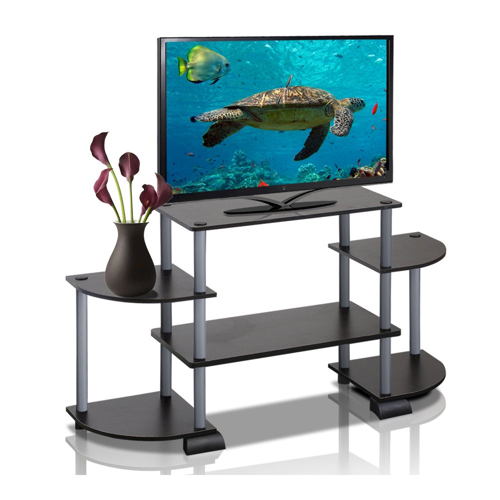 Turn-N-Tube Roundedecorner TV Entertainment Center, Black/Grey. Picture 3