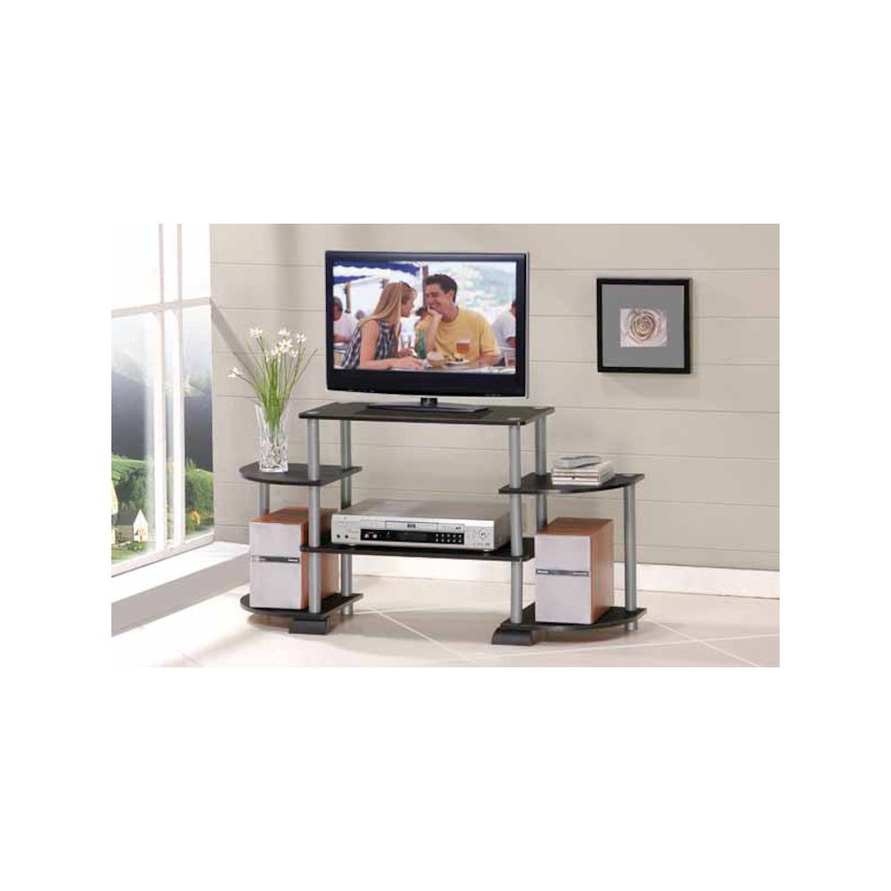 Turn-N-Tube Roundedecorner TV Entertainment Center, Black/Grey. Picture 4
