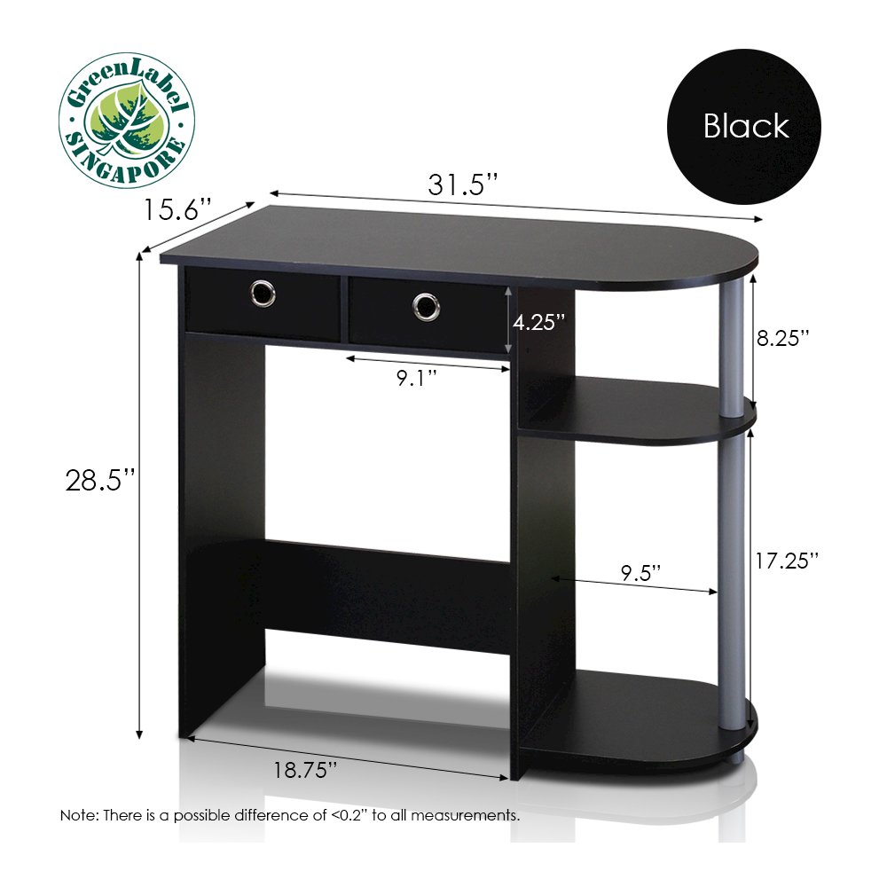 Go Green Home Laptop Notebook Computer Desk/Table, Black/Grey/Black. Picture 2