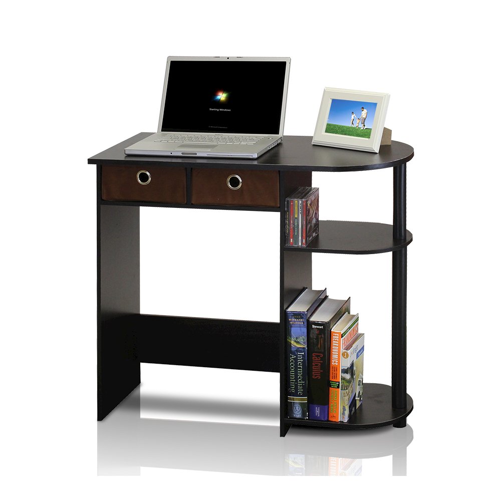 Go Green Home Laptop Notebook Computer Desk/Table, Espresso/Black/Brown. Picture 1