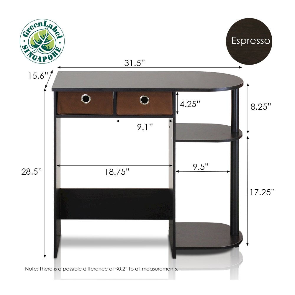 Go Green Home Laptop Notebook Computer Desk/Table, Espresso/Black/Brown. Picture 2
