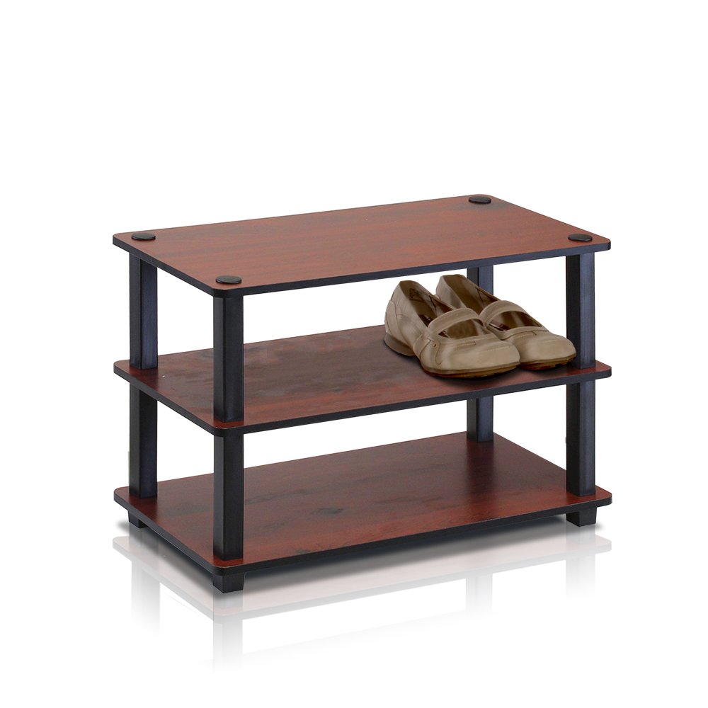 Turn-S-Tube 3-Tier Shoe Rack, Dark Cherry/Black. Picture 1