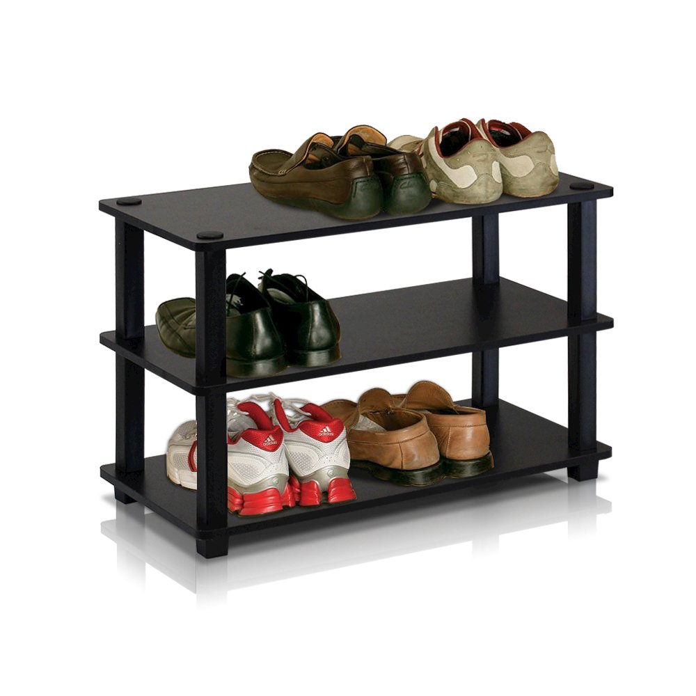Turn-S-Tube 3-Tier Shoe Rack, Espresso/Black. Picture 1