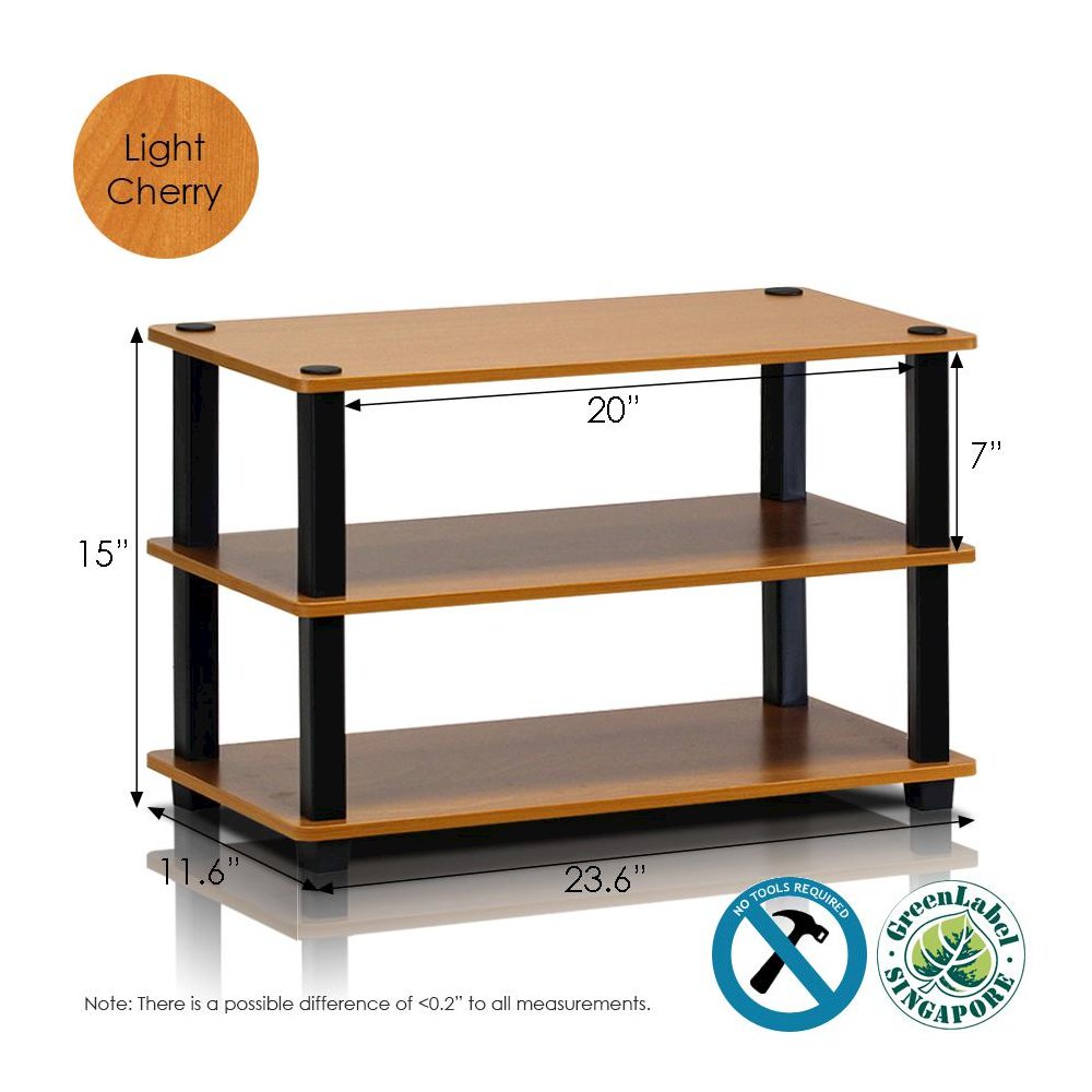 Furinno Turn-S-Tube 3-Tier Shoe Rack, Light Cherry/Black. Picture 2