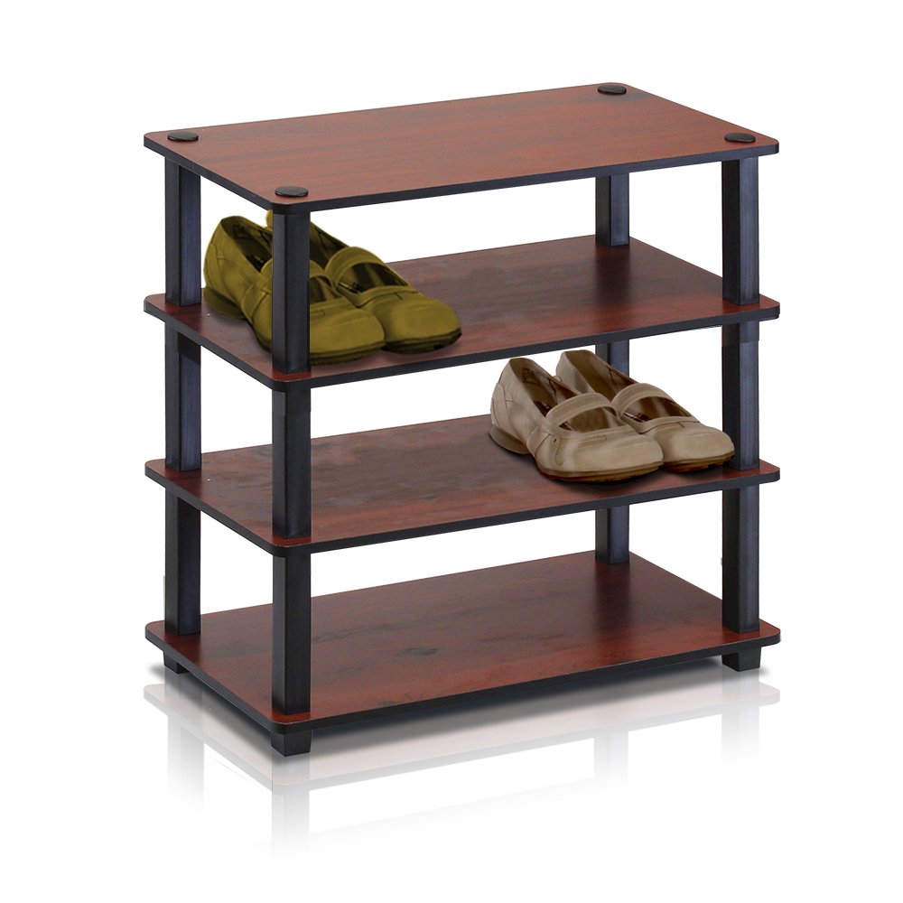 Turn-S-Tube 4-Tier Shoe Rack, Dark Cherry/Black. Picture 1