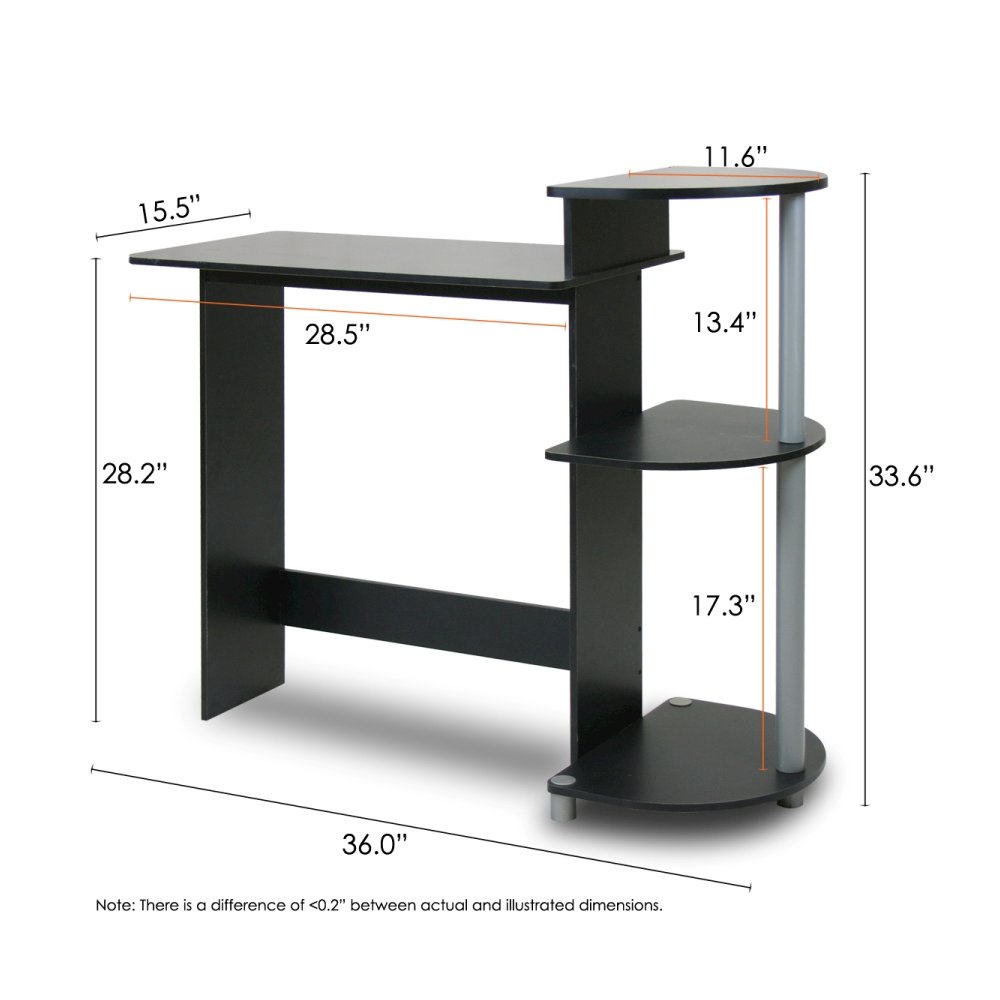 Compact Computer Desk, Black/Grey. Picture 2