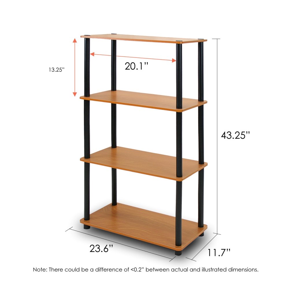 Turn-N-Tube 4-Tier Multipurpose Shelf Display Rack, Light Cherry/Black. Picture 2