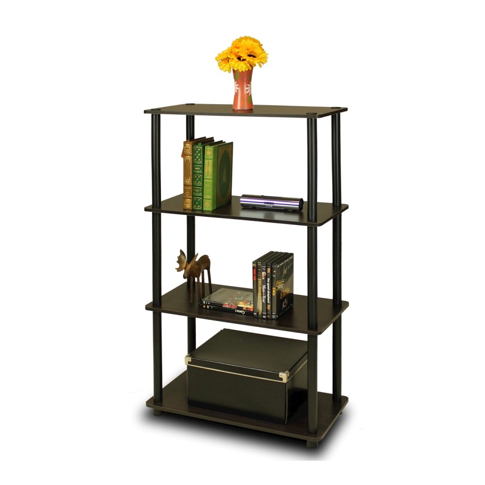 Turn-N-Tube 4-Tier Multipurpose Shelf Display Rack, Espresso/Black. Picture 1