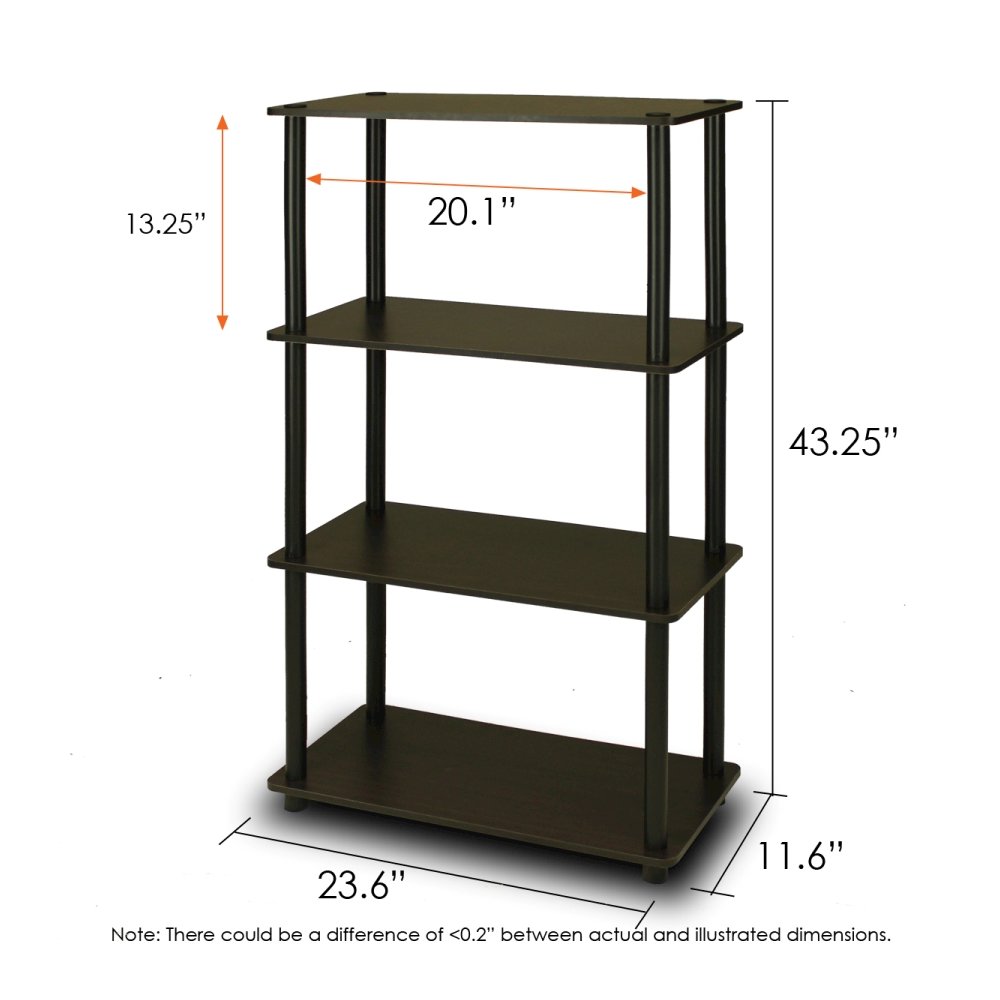 Turn-N-Tube 4-Tier Multipurpose Shelf Display Rack, Espresso/Black. Picture 2