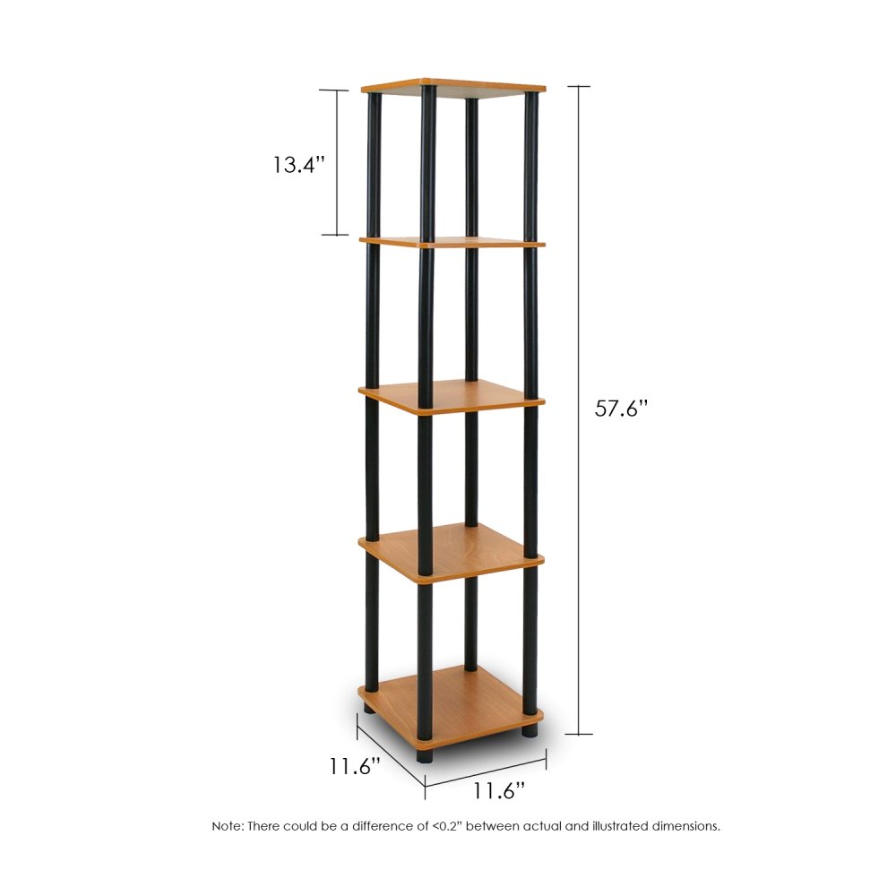 Turn-N-Tube 5-Tier Corner Square Rack Display Shelf, Light Cherry/Black. Picture 2