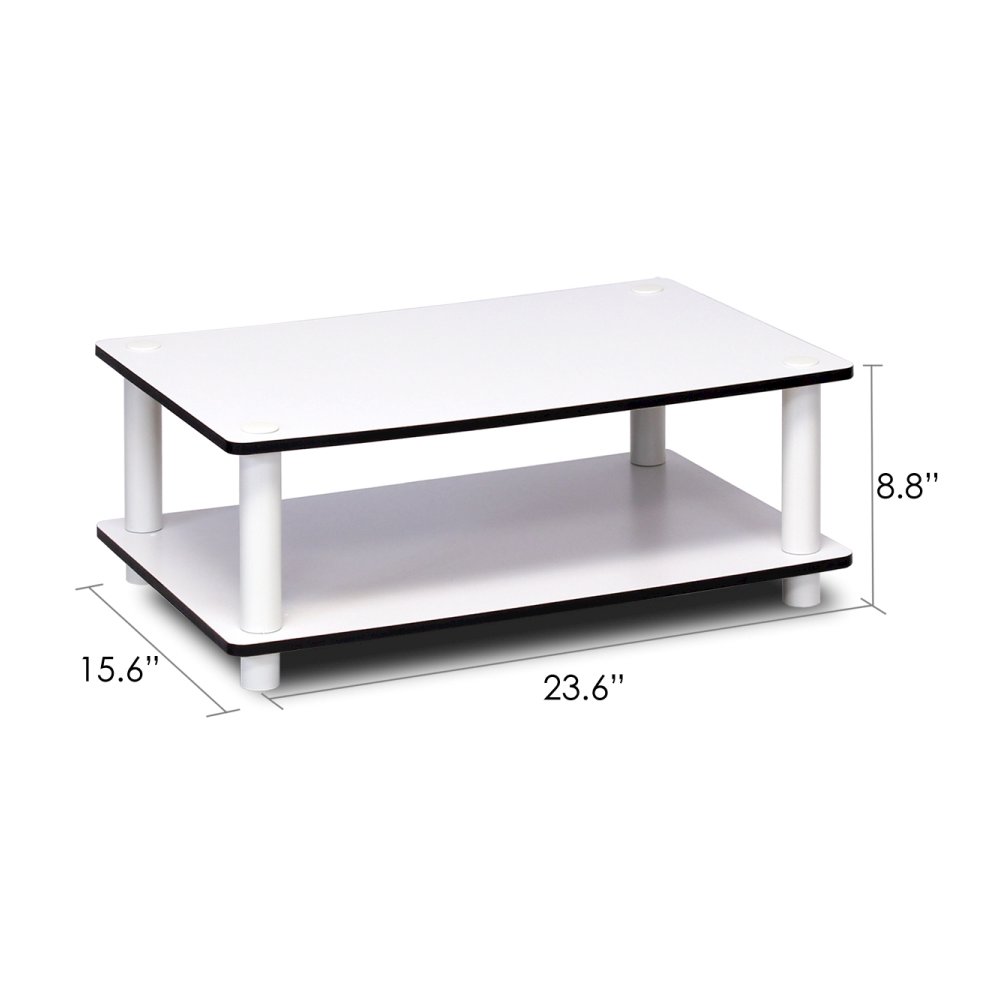 Just 2-Tier No Tools Coffee Table, White. Picture 4