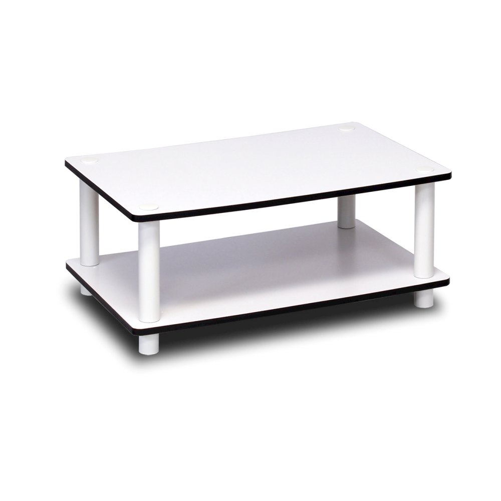 Just 2-Tier No Tools Coffee Table, White. Picture 1