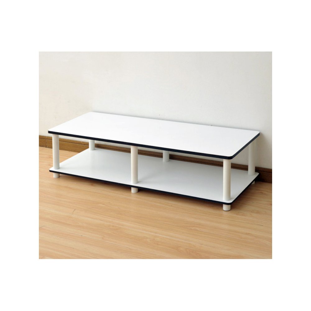 Just No Tools Wide TV Stand, White Finish w/White Tube. Picture 4