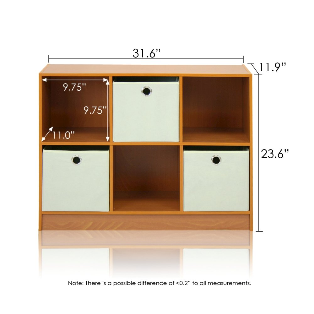 Basic 3x2 Bookcase Storage w/Bins, Light Cherry/Ivory. Picture 2