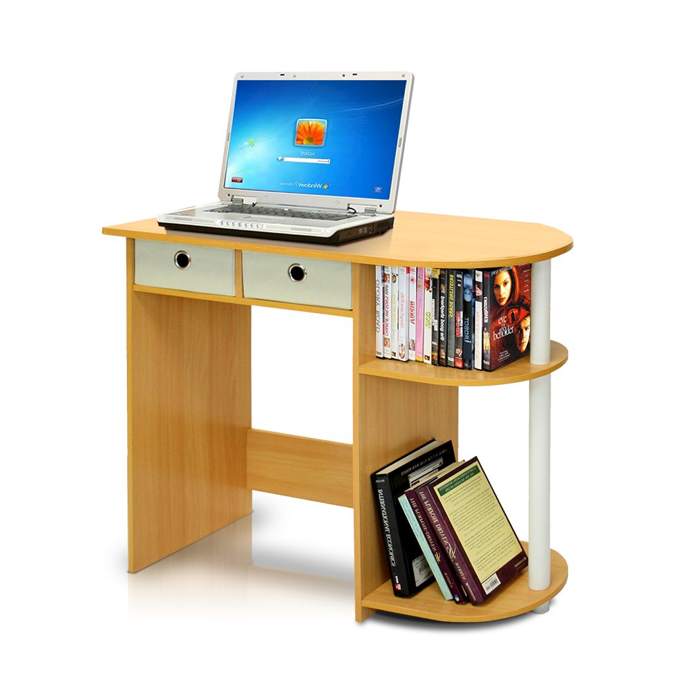 Go Green Home Laptop Notebook Computer Desk/Table, Beech/Ivory/White. Picture 1