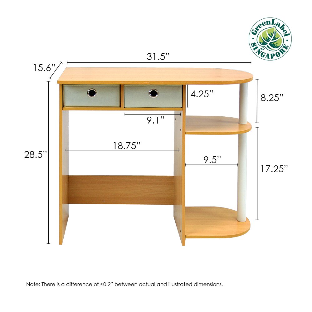 Go Green Home Laptop Notebook Computer Desk/Table, Beech/Ivory/White. Picture 3