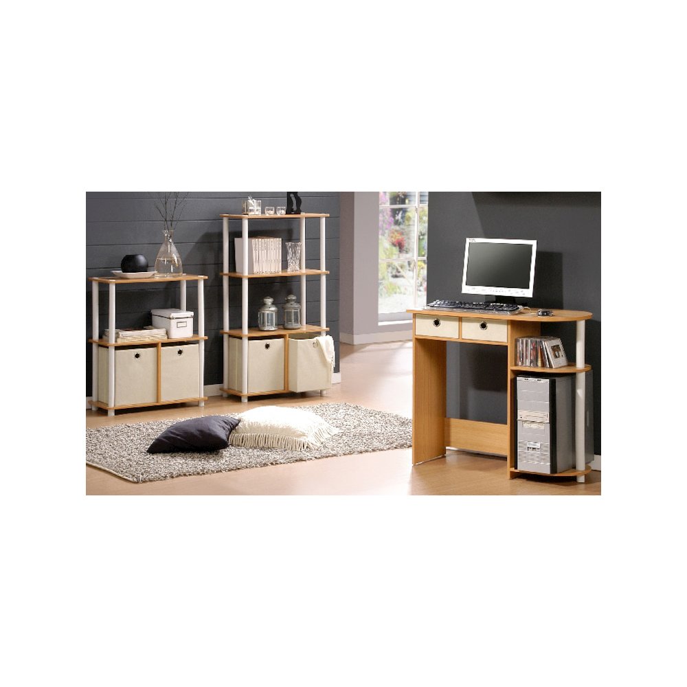 Go Green Home Laptop Notebook Computer Desk/Table, Beech/Ivory/White. Picture 4