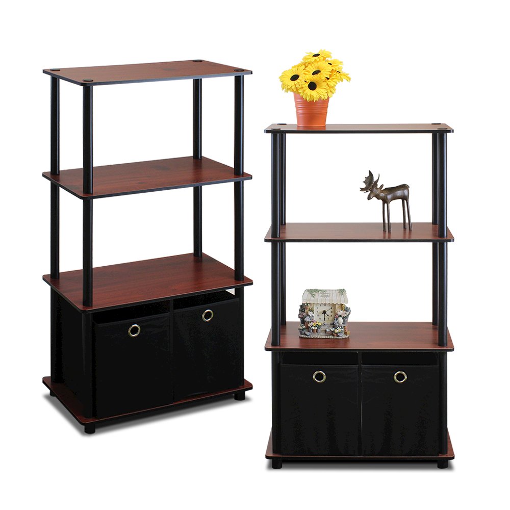 Go Green 4-Tier Multipurpose Storage Rack Shelving Unit w/Bins, Set of 2. Picture 3