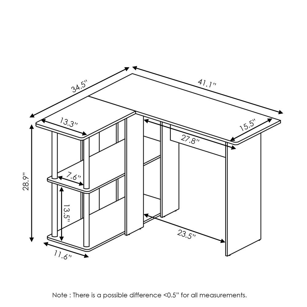 Black L Shaped Desk with Bookshelf and Storage Drawers for Office Use. Picture 7