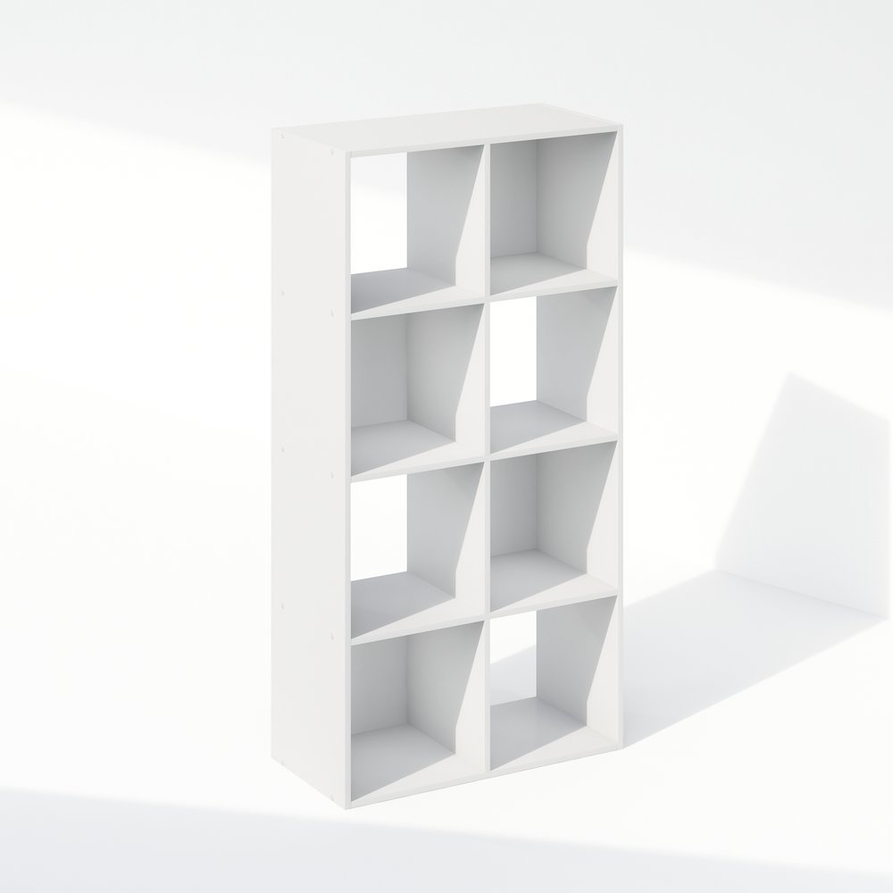 White Engineered Wood 8 Cube Storage Organizer with Open Back Shelves. Picture 5
