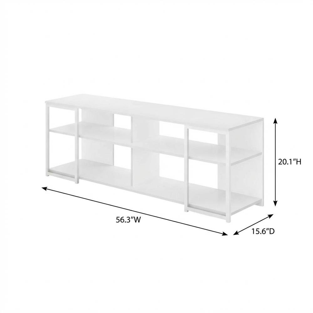 White Modern TV stand, up to 65-inch flat screens, metal, wood construction. Picture 7