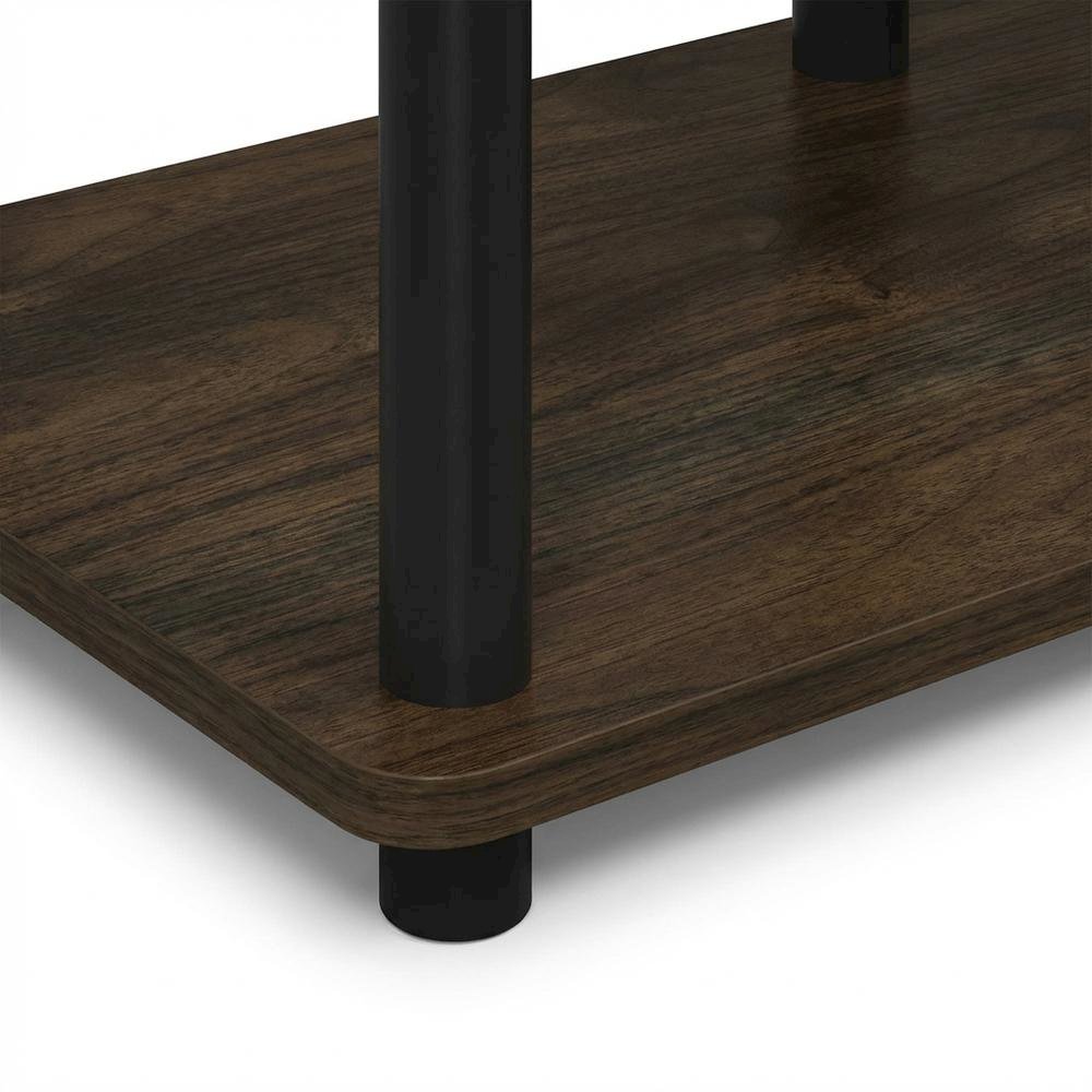 Walnut/Black TV Stand with 3-Tier Open Shelves and Modern Design. Picture 6