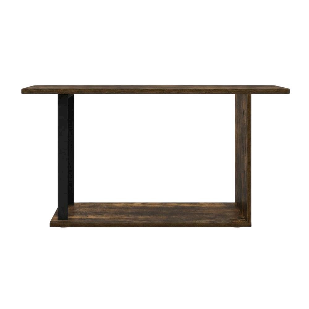 Modern Amber Oak Coffee Table with Open Shelf and 2 Tiers. Picture 4