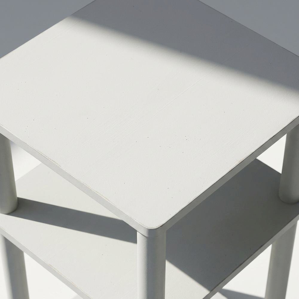 White 3-Tier End Table with Multi-level Storage and Modern Design. Picture 6