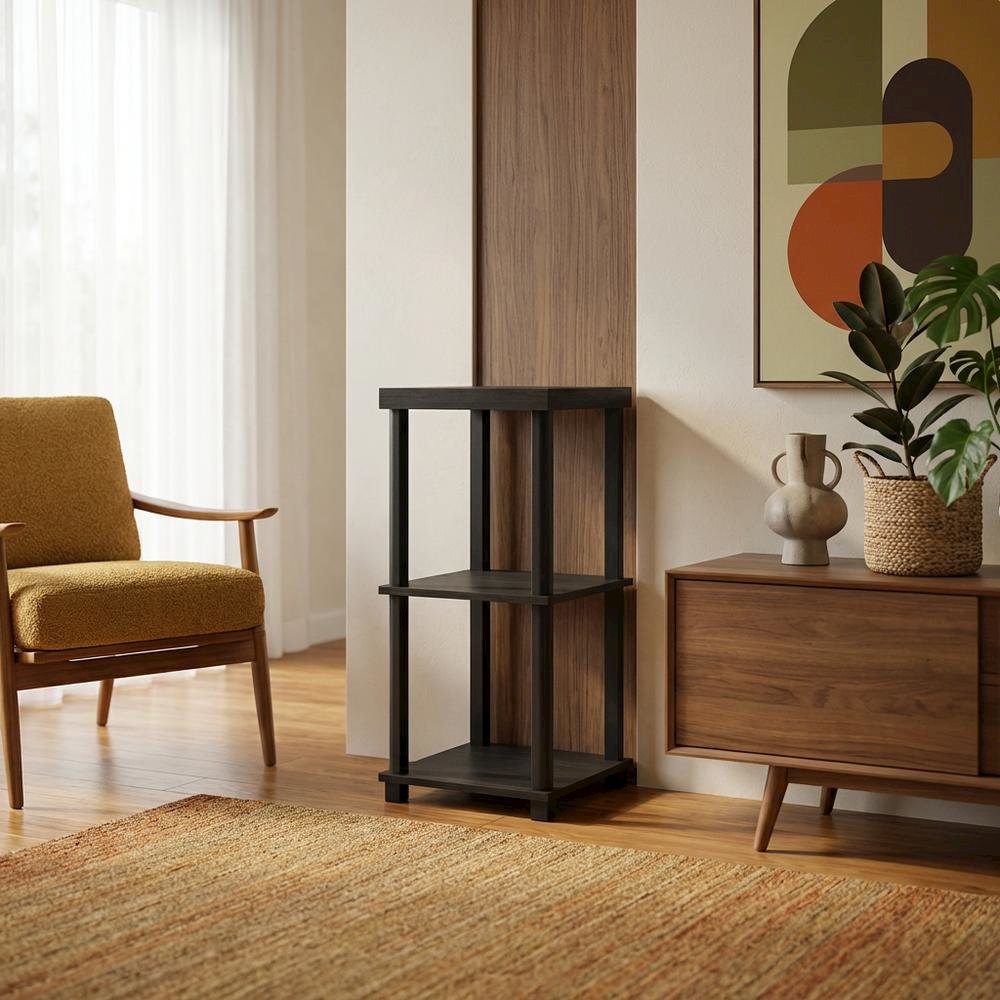 Espresso, End Side Table, Open Shelf, Quality Build. Picture 3