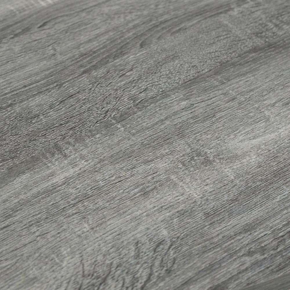 Grey oval end table with stylish French oak finish and modern design. Picture 5