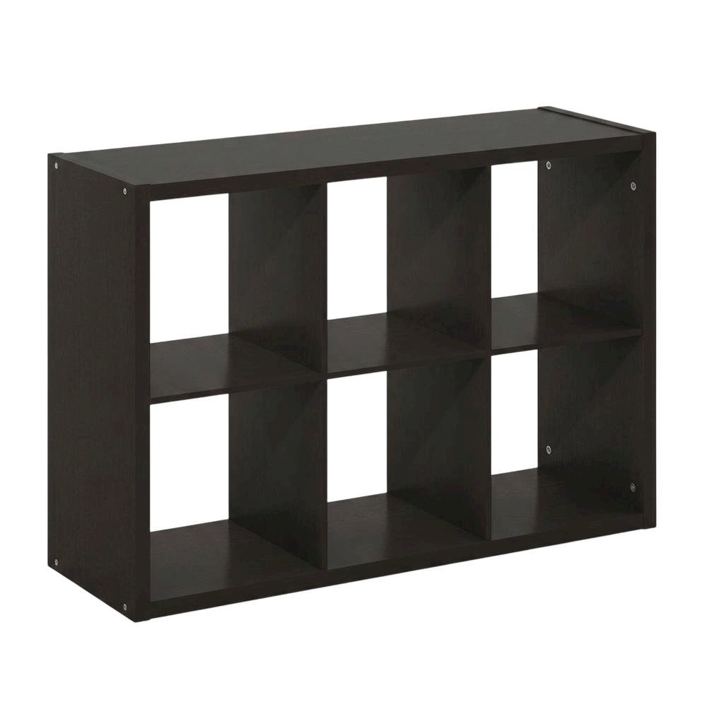 Brown 6-Cube Open Storage Organizer, Modular Shelving Unit. Picture 1