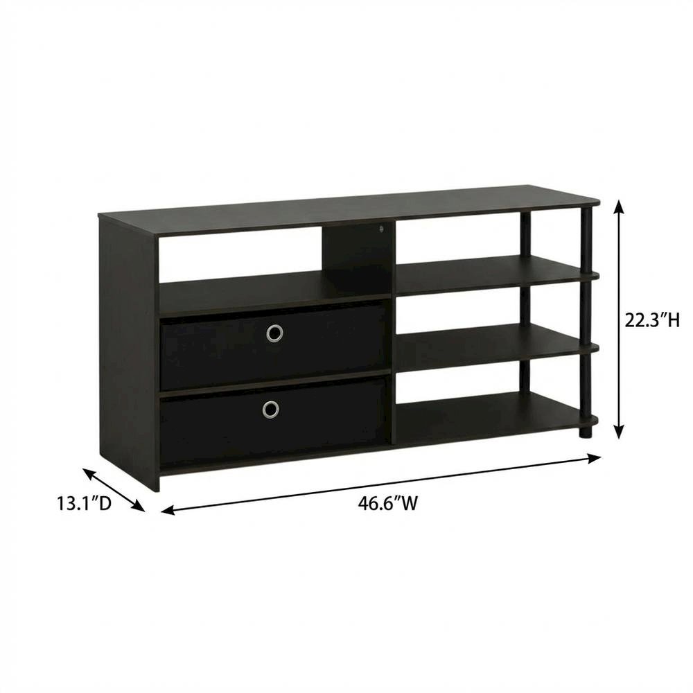 Walnut TV Stand, 50-Inch Screens, Storage Bins, Modern Design. Picture 7