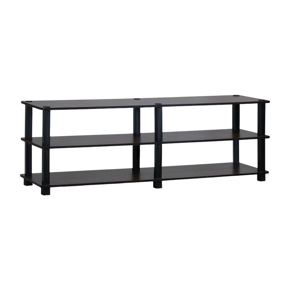 Dark Cherry/Black TV Stand with 3 Tiers and Engineered Wood Storage. Picture 1