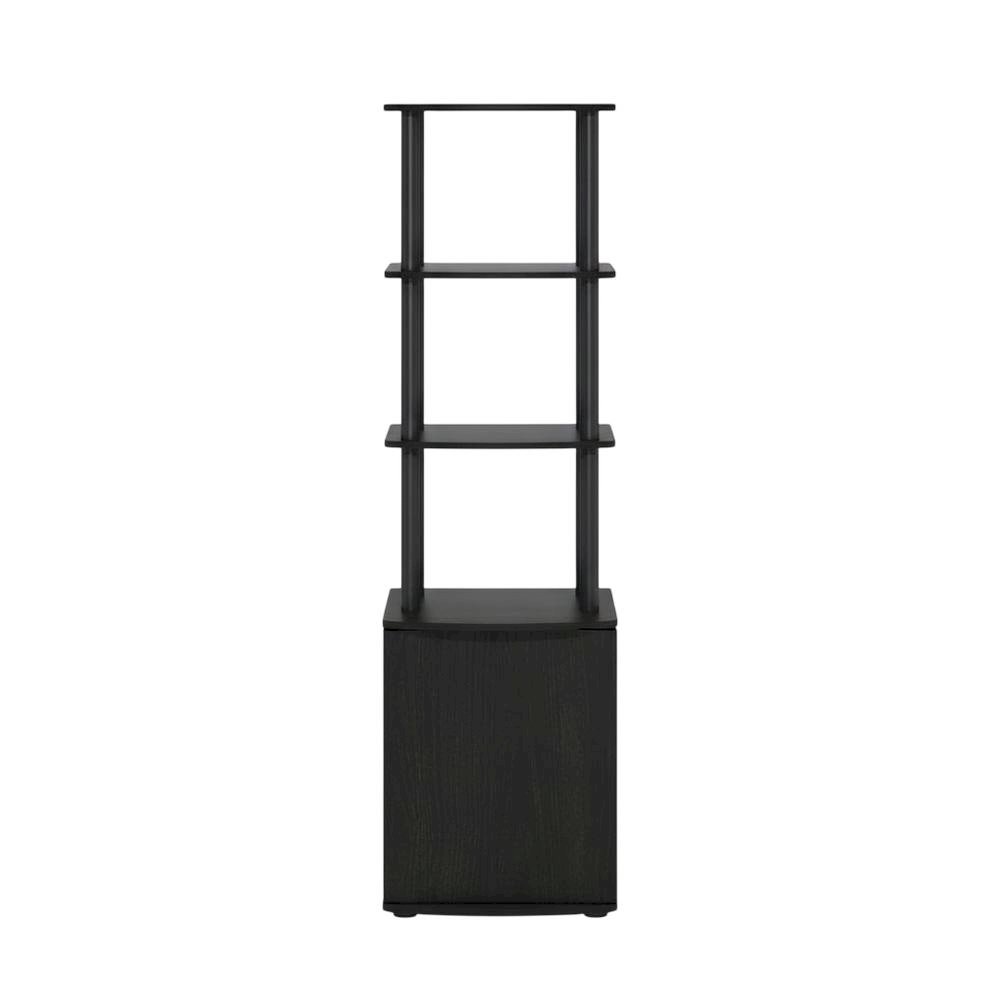Wooden TV Stand with 3-Tier Height and Storage Cabinet, Blackwood/Black. Picture 4